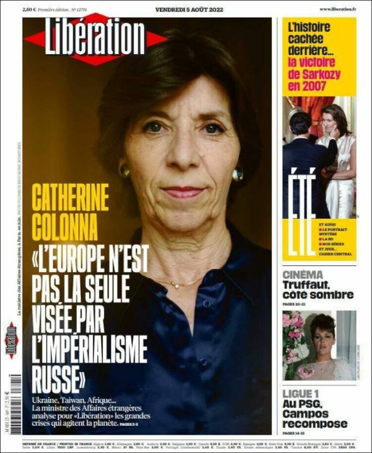 Portada de Libération (Francia)