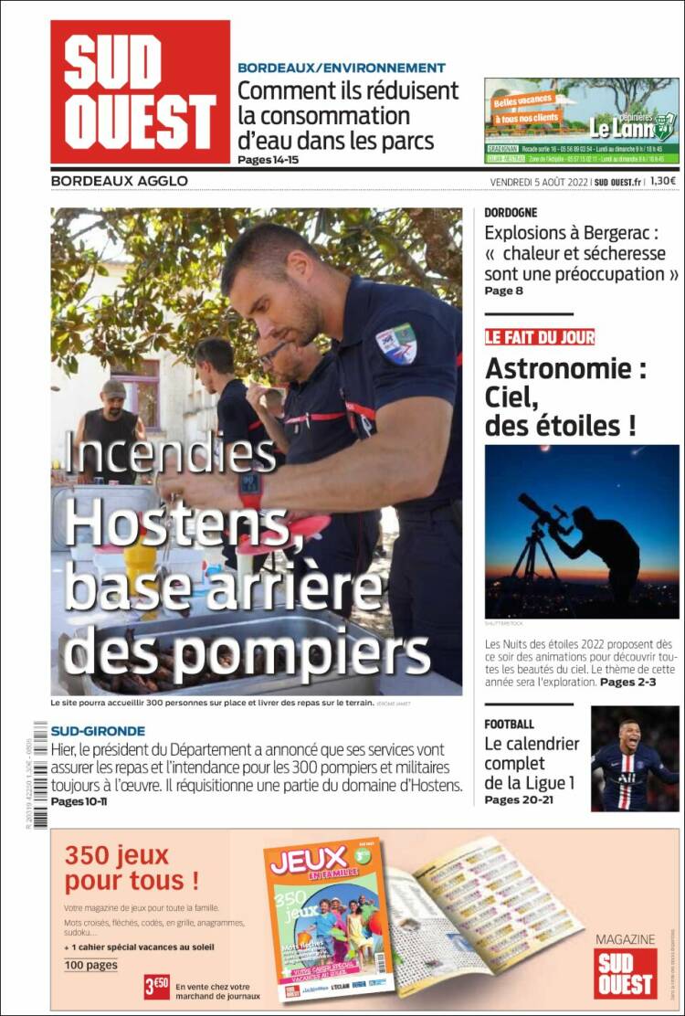 Portada de Sud Ouest (Francia)