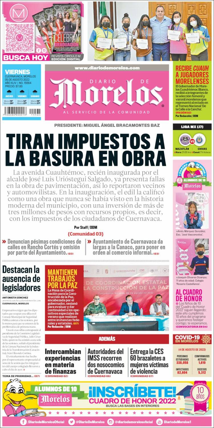 Portada de Diario de Morelos (México)