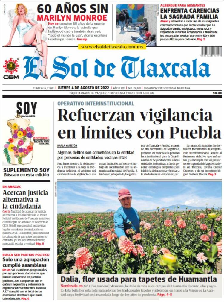 Portada de El Sol de Tlaxcala (México)