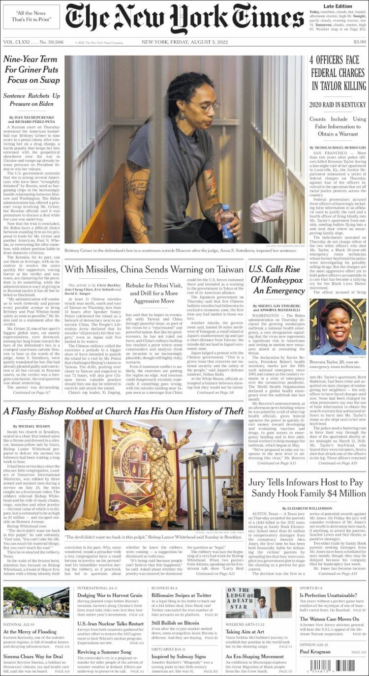 periódico new york times usa periódicos de usa edición de viernes