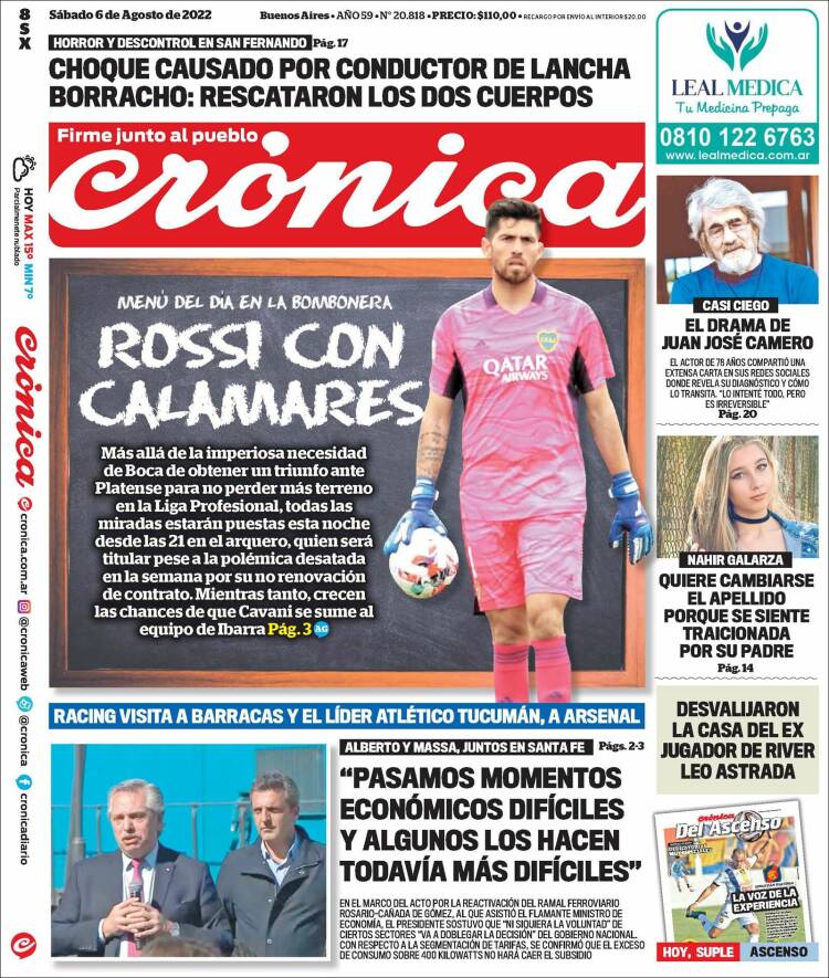Portada de Crónica (Argentina)