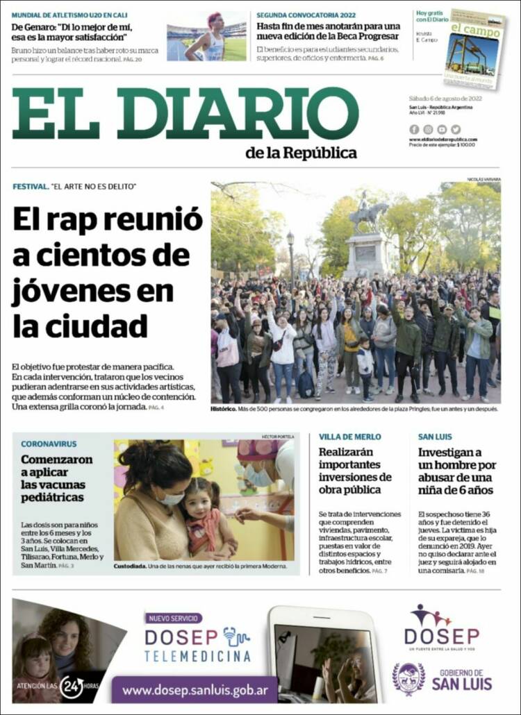 Portada de Diario de la República (Argentina)