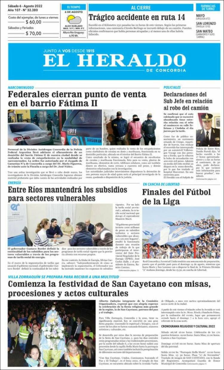 Portada de El Heraldo de Concordia (Argentina)