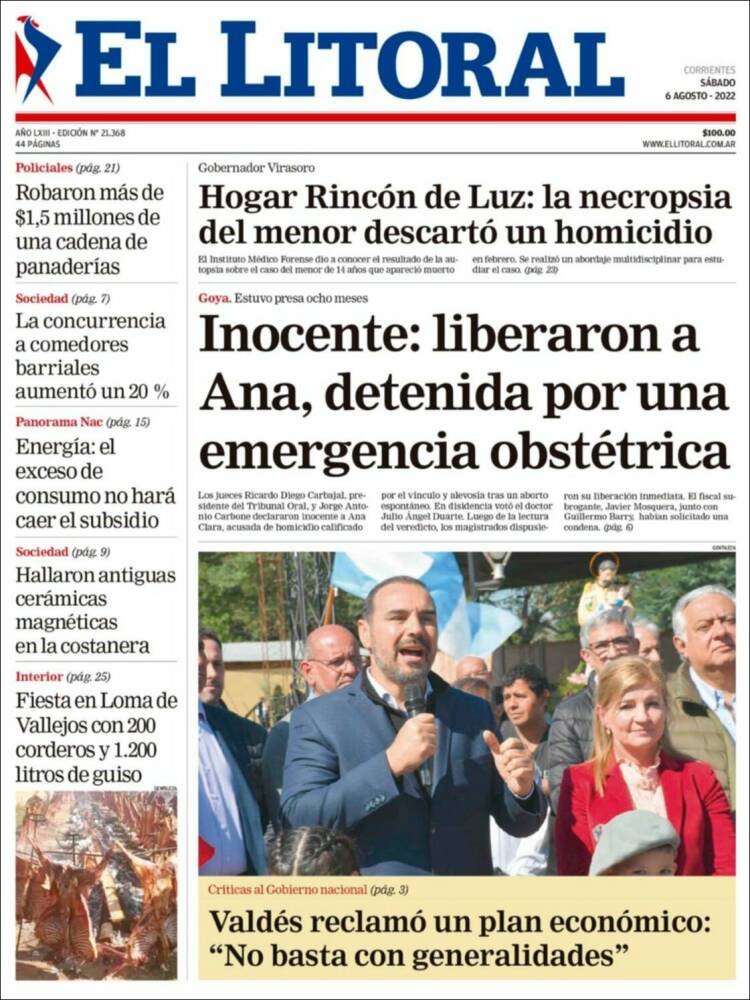 Portada de El Litoral Corrientes (Argentina)