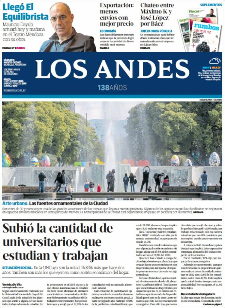 Portada de Los Andes - Mendoza (Argentina)