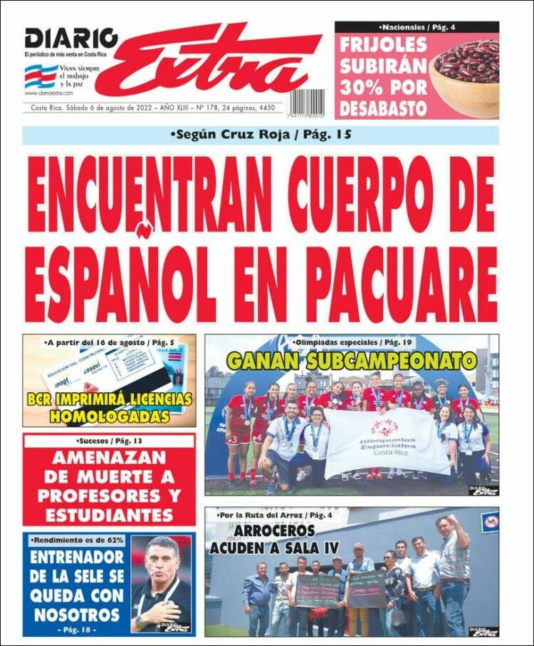Portada de Diario Extra (Costa Rica)