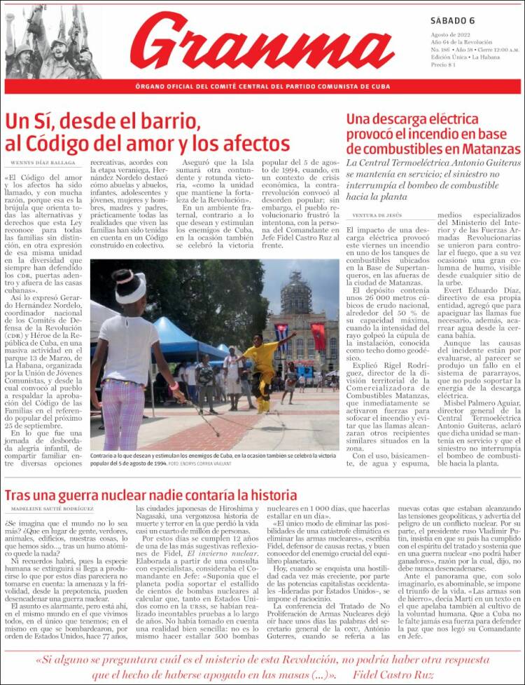 Portada de Granma (Cuba)