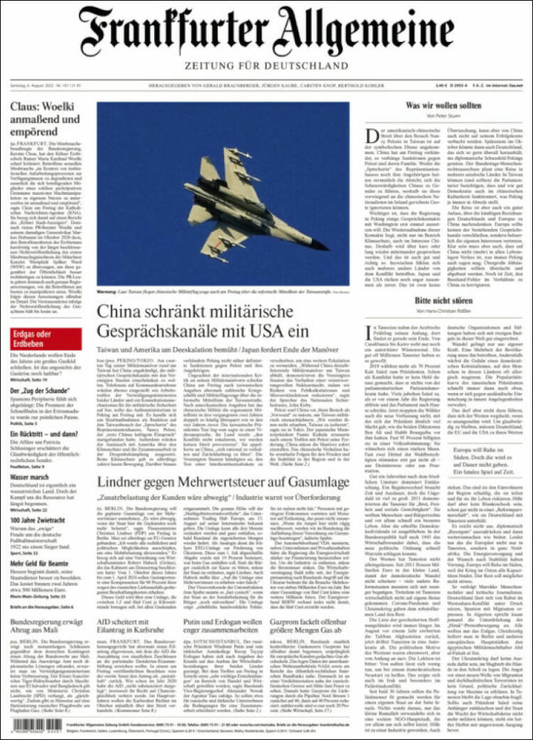 Portada de Frankfurter Allgemeine (Alemania)