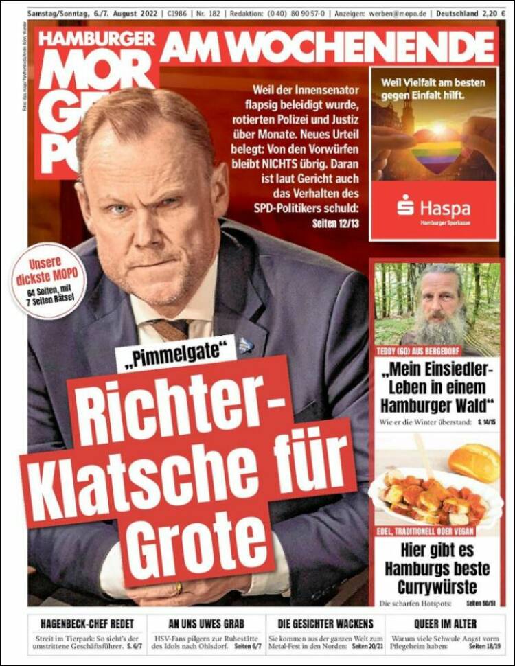 Portada de Hamburger Morgenpost  (Alemania)