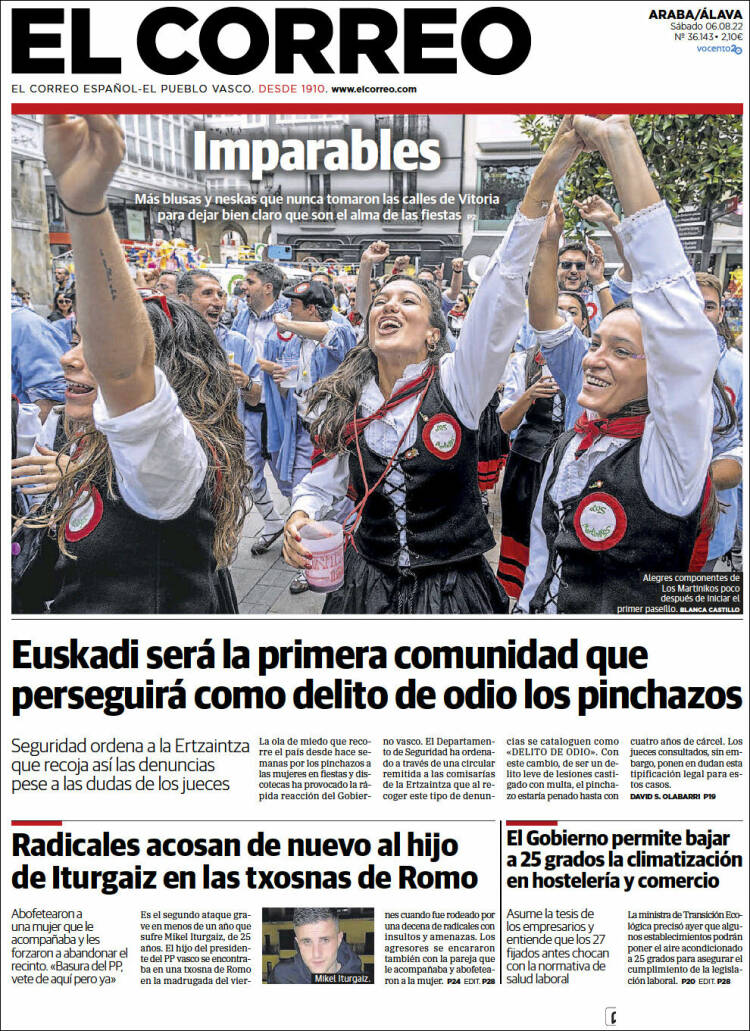 Portada de El Correo - Álava (España)