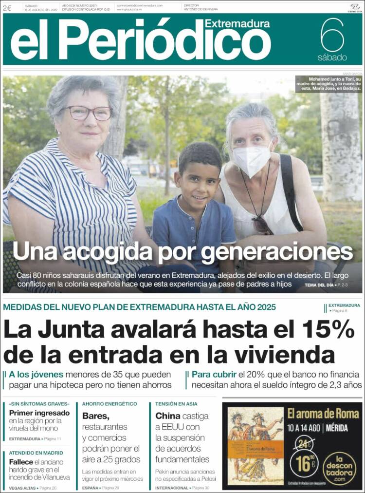 Portada de El Periódico de Extremadura (España)