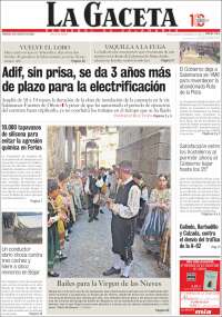 Portada de La Gaceta de Salamanca (España)