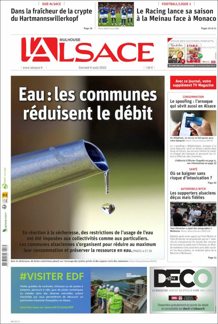 Portada de Journal L'Alsace (Francia)