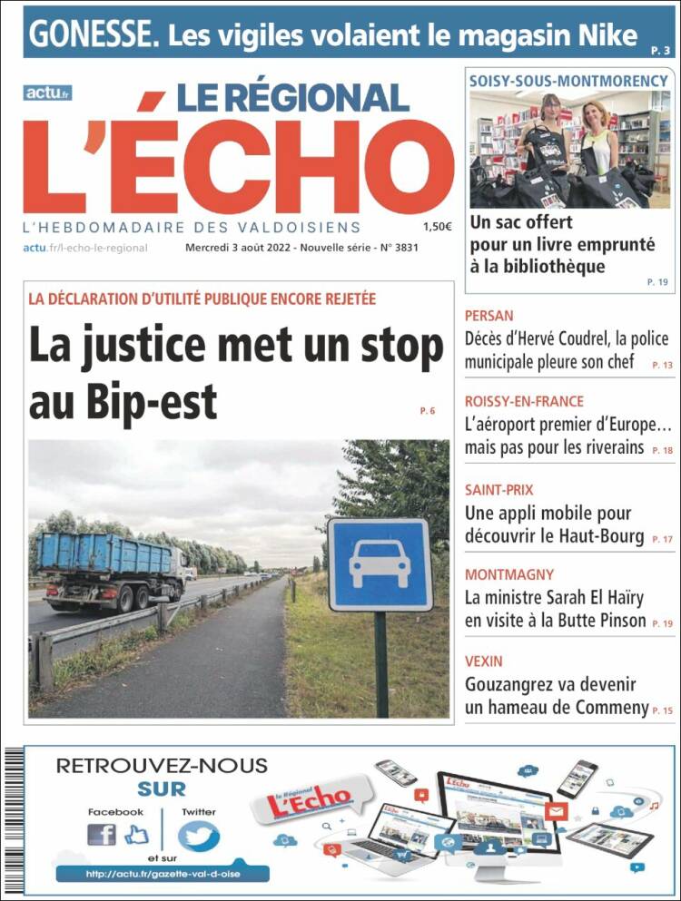 Portada de L'Echo de la Haute-Vienne (Francia)