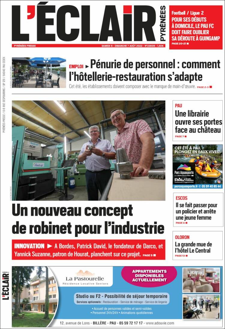 Portada de L'Eclair des Pyrénées (Francia)