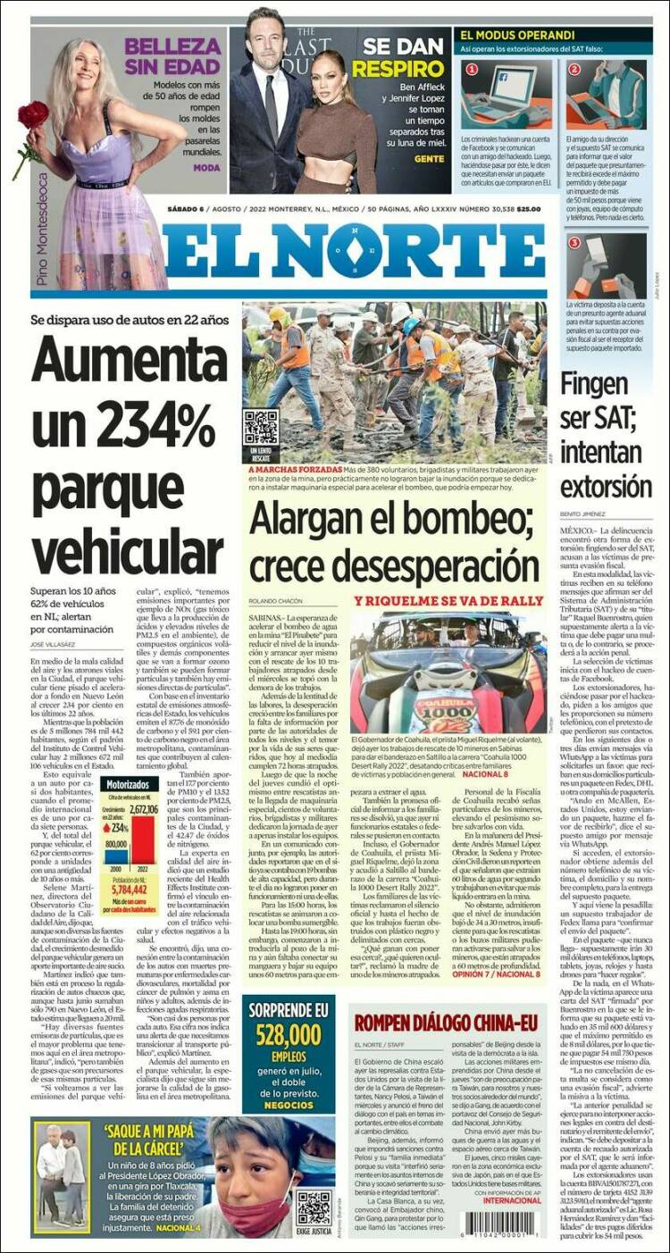 Portada de El Norte (M&eacute;xico)