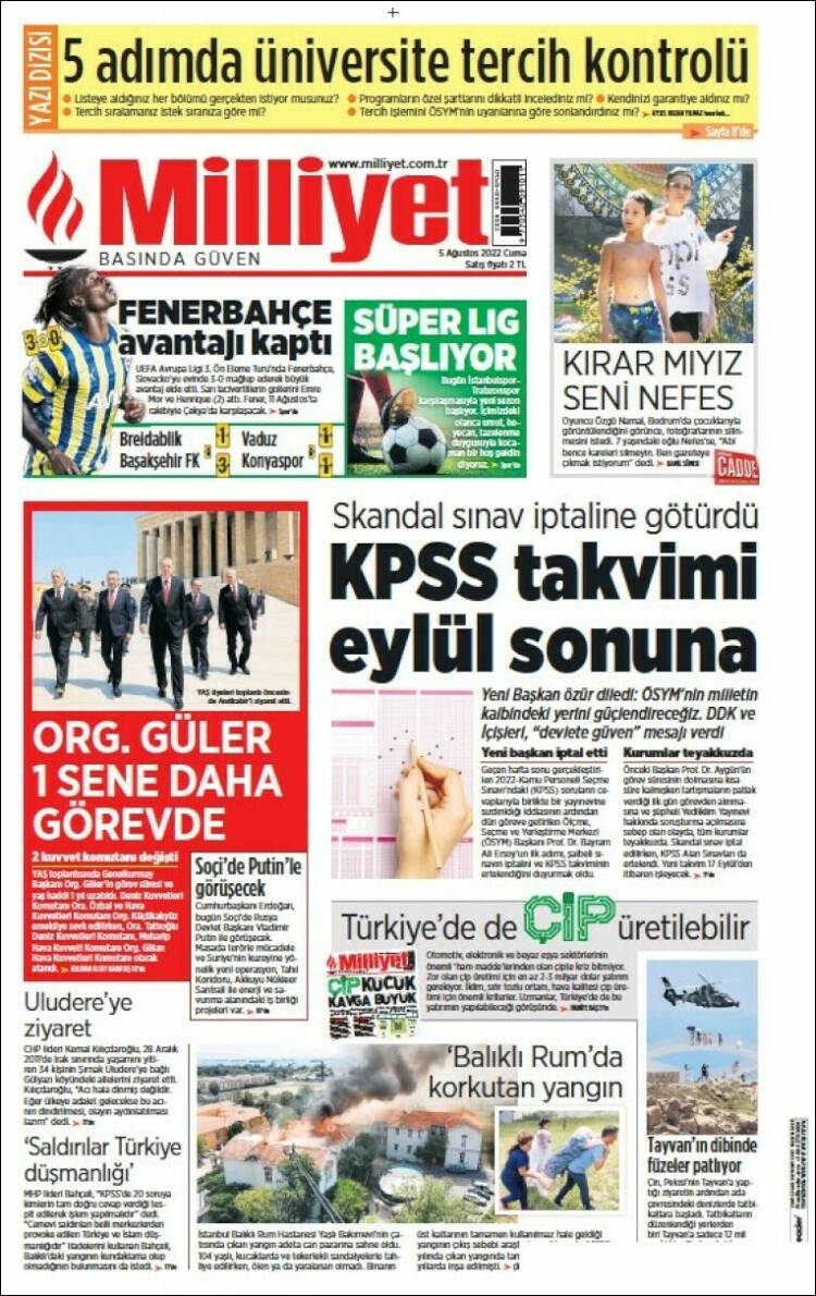 Portada de Milliyet (Turqu&iacute;a)