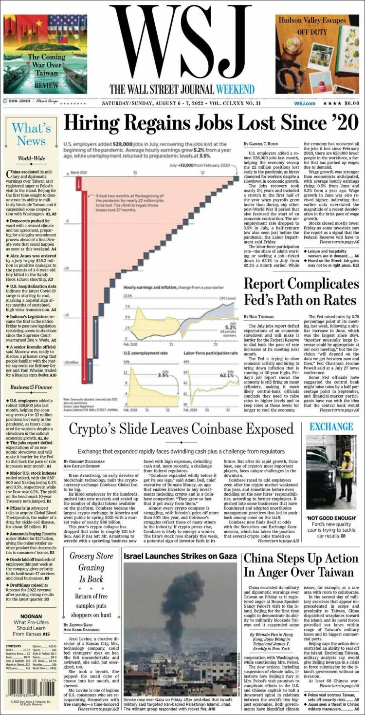 Portada de Wall Street Journal (USA)