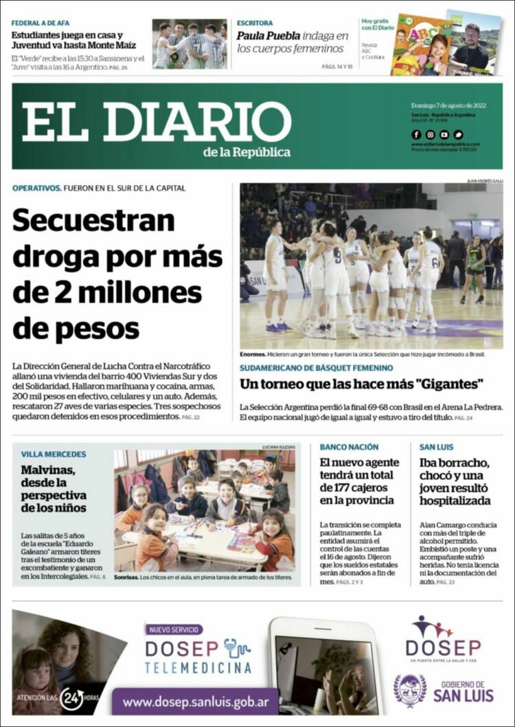 Portada de Diario de la República (Argentina)