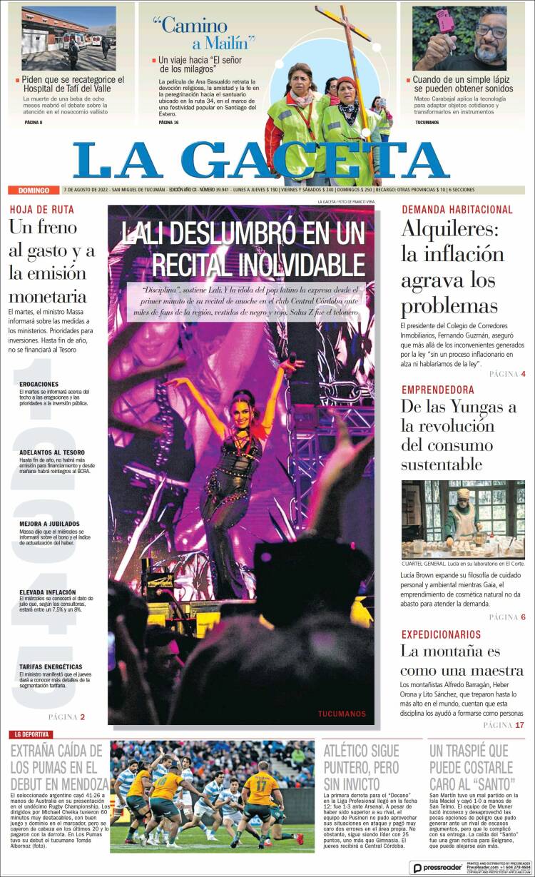 Portada de La Gaceta (Argentina)
