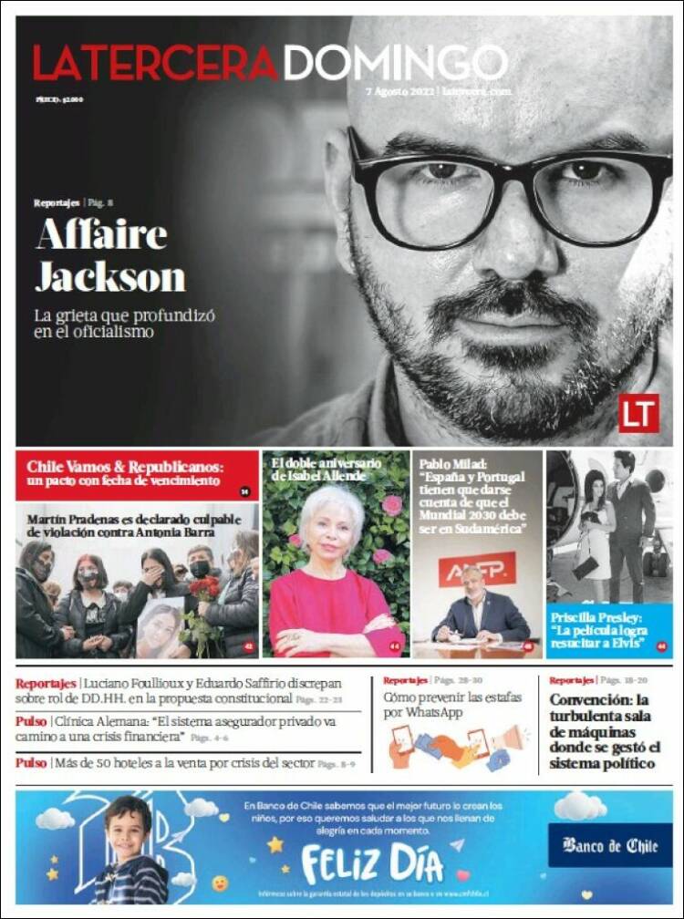 Portada de La Tercera (Chile)