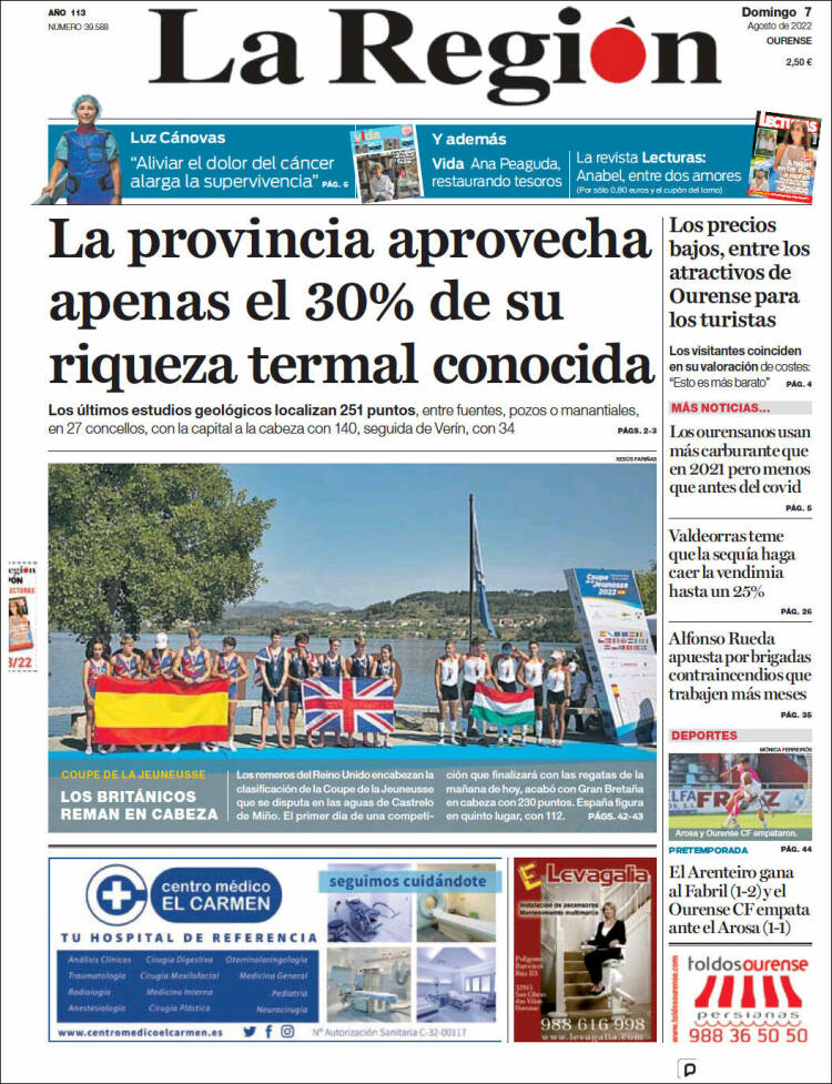 Portada de La Región de Ourense (España)