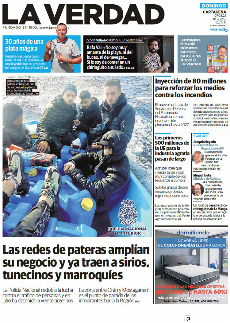 Portada de La Verdad de Cartagena (Espa&ntilde;a)