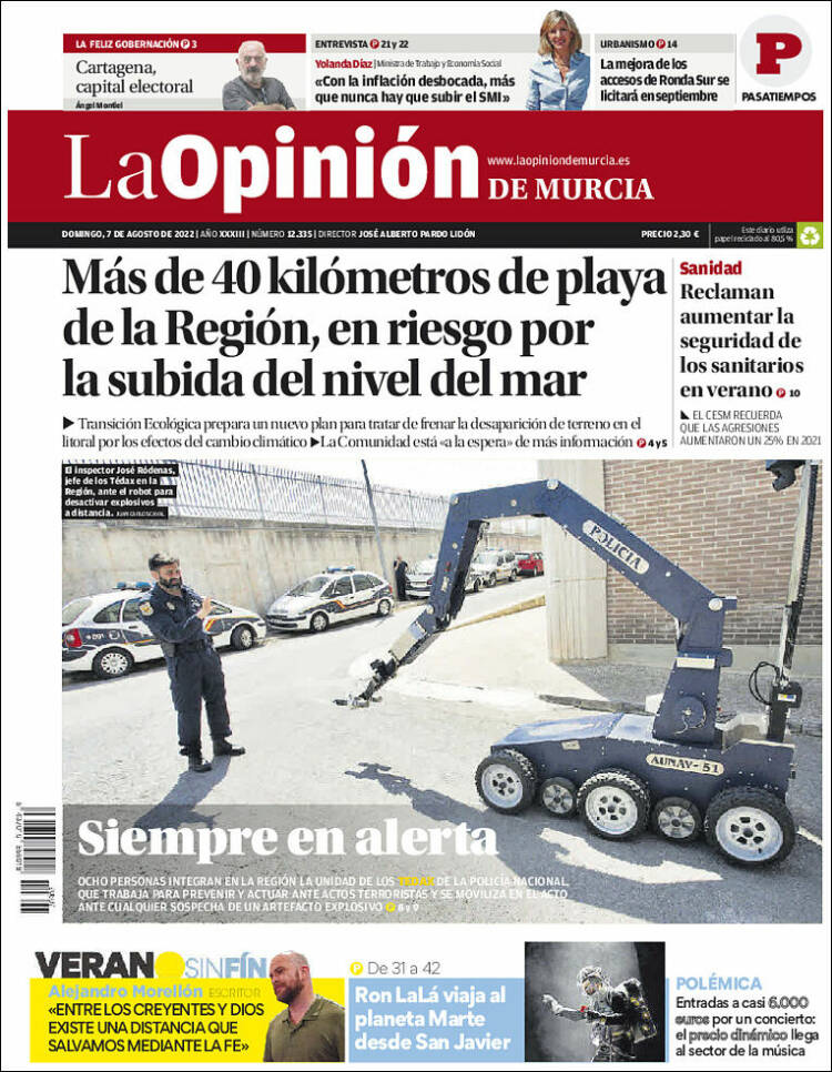 Portada de La Opinión de Murcia (Espa&ntilde;a)