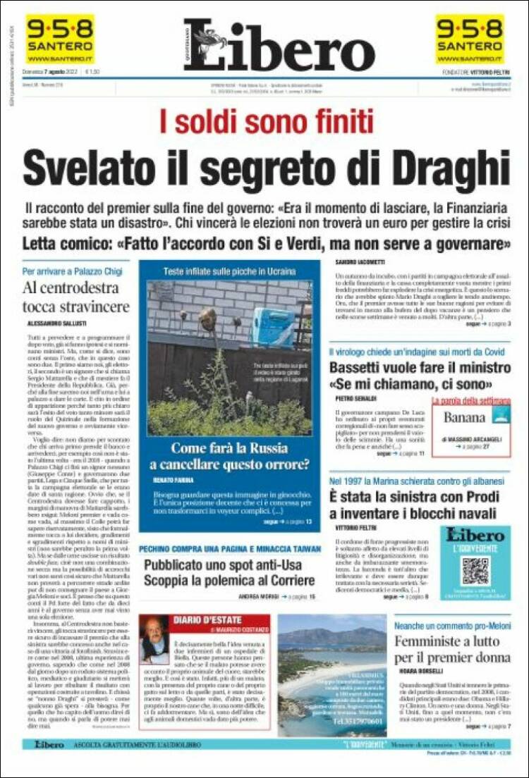 Portada de Libero (Italia)