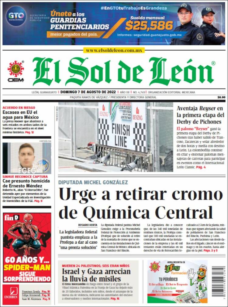 Portada de El Sol de León (México)