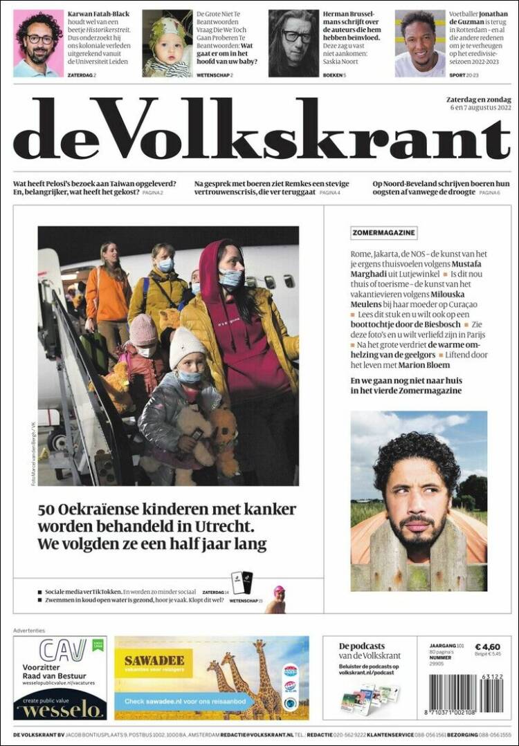 Portada de De Volkskrant (Pa&iacute;ses Bajos)