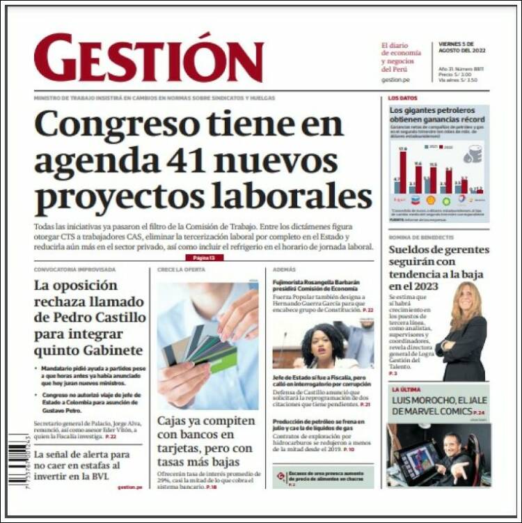 Portada de Diario Gestión (Per&uacute;)