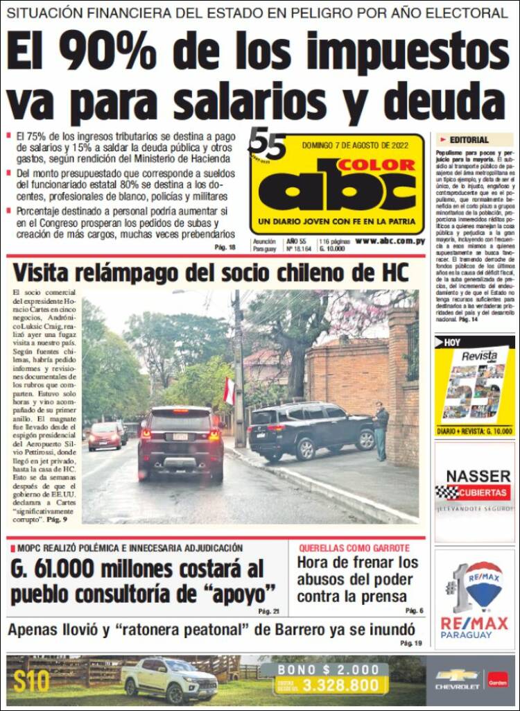Portada de ABC Color (Paraguay)