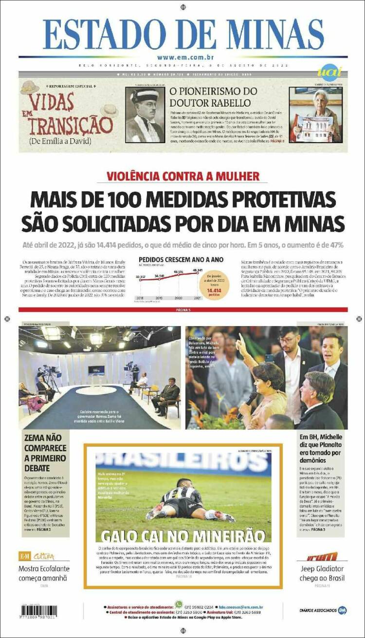 Portada de Jornal Estado de Minas (Brasil)