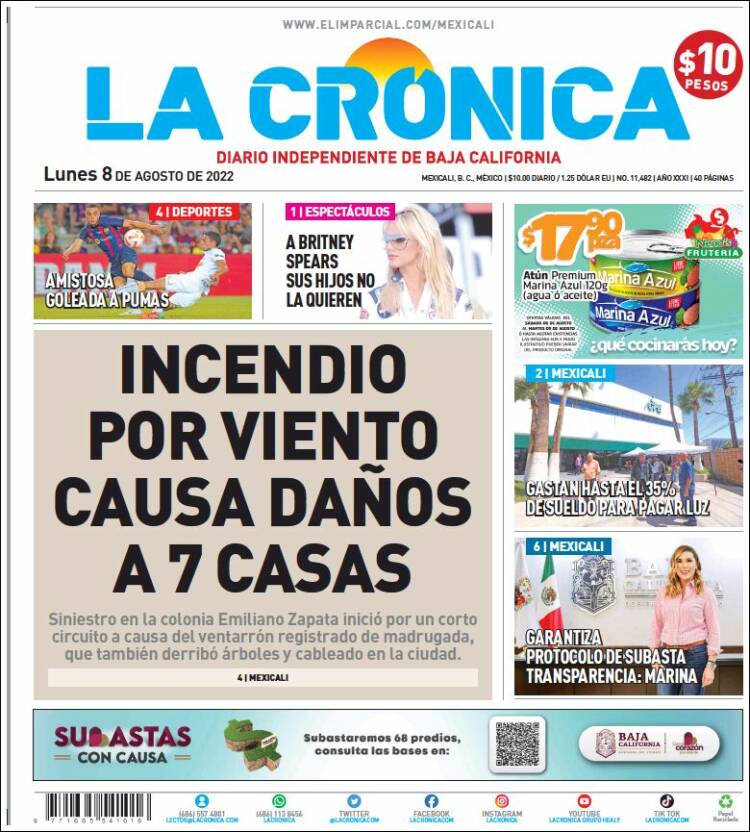 Portada de La Crónica de Baja California (México)