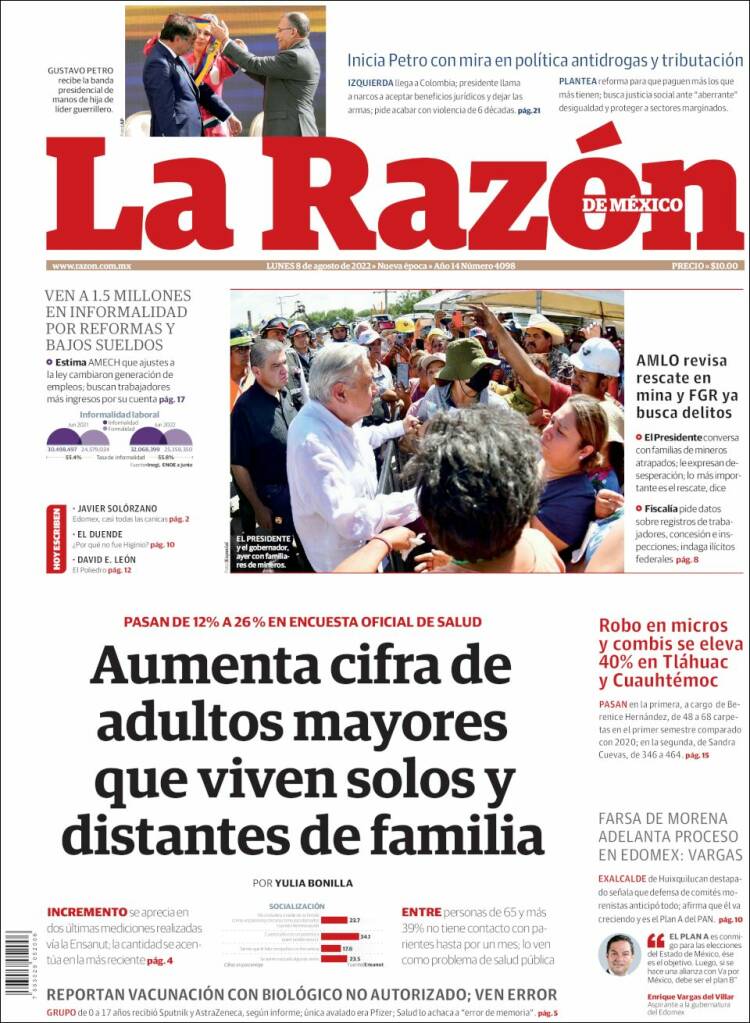 Portada de La Razón (México)