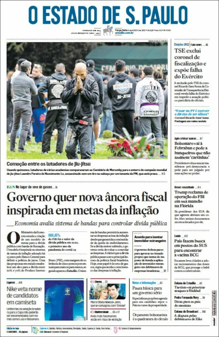 Portada de O Estado de São Paulo (Brasil)
