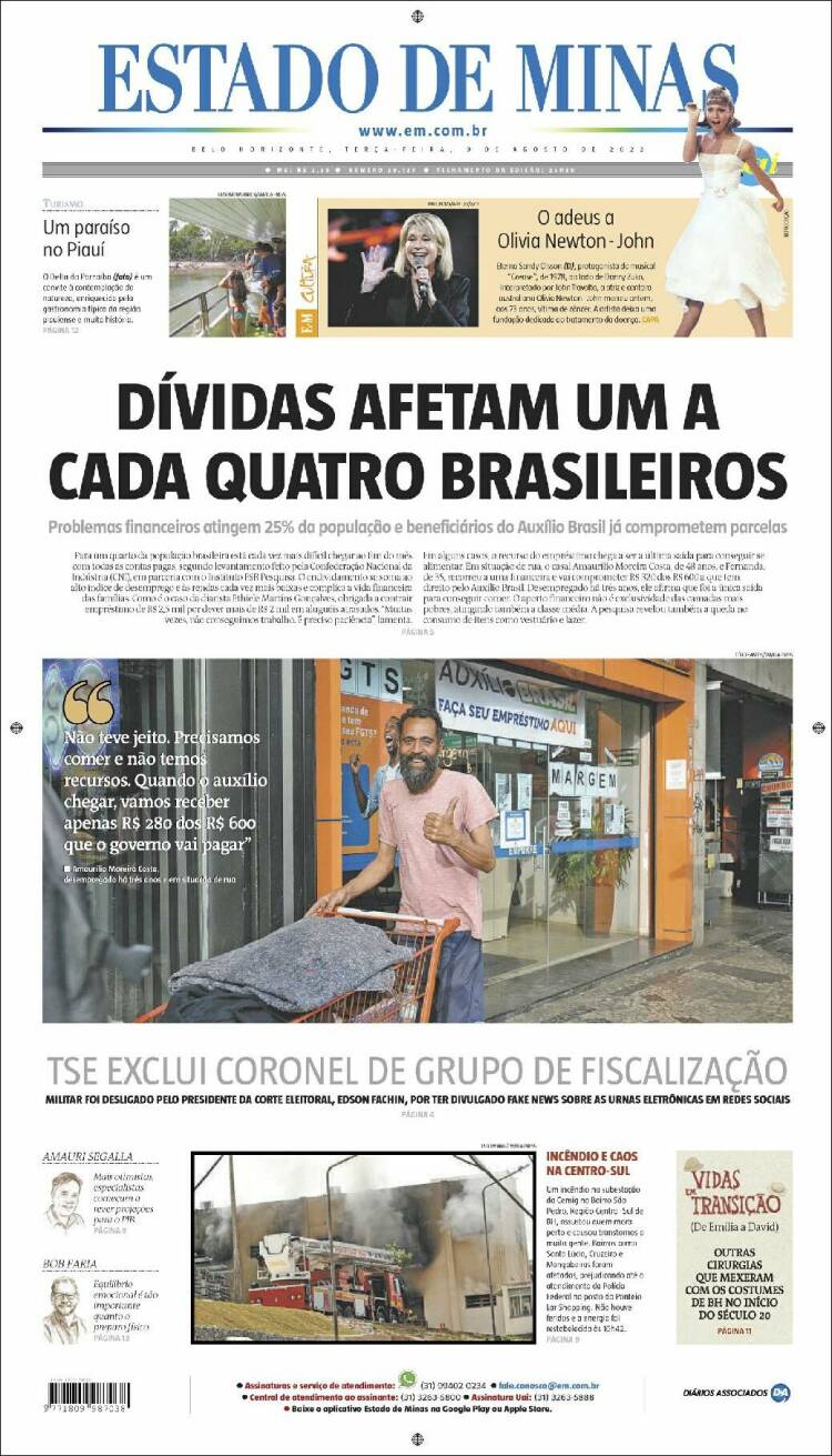 Portada de Jornal Estado de Minas (Brasil)