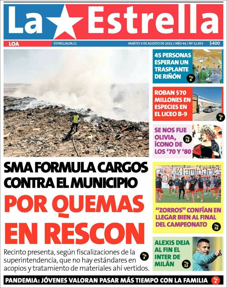 Portada de La Estrella de Loa (Chile)