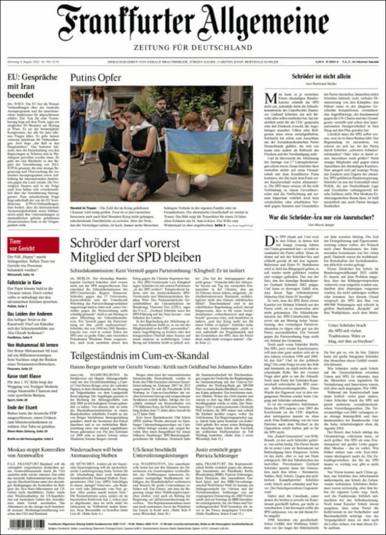 Portada de Frankfurter Allgemeine (Alemania)