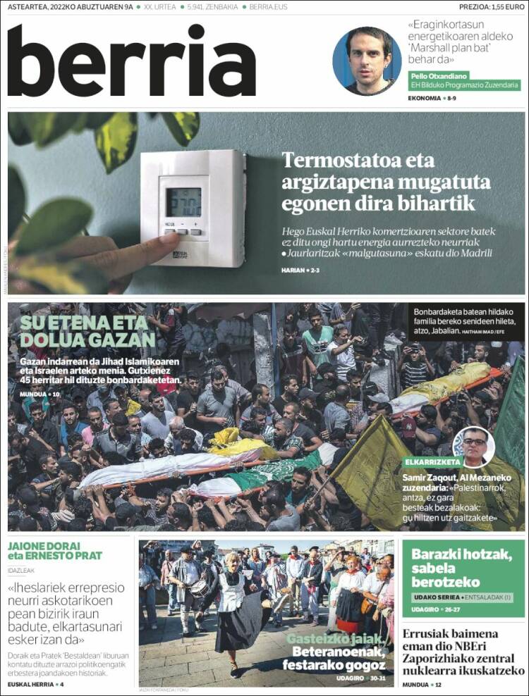 Portada de Berria (España)