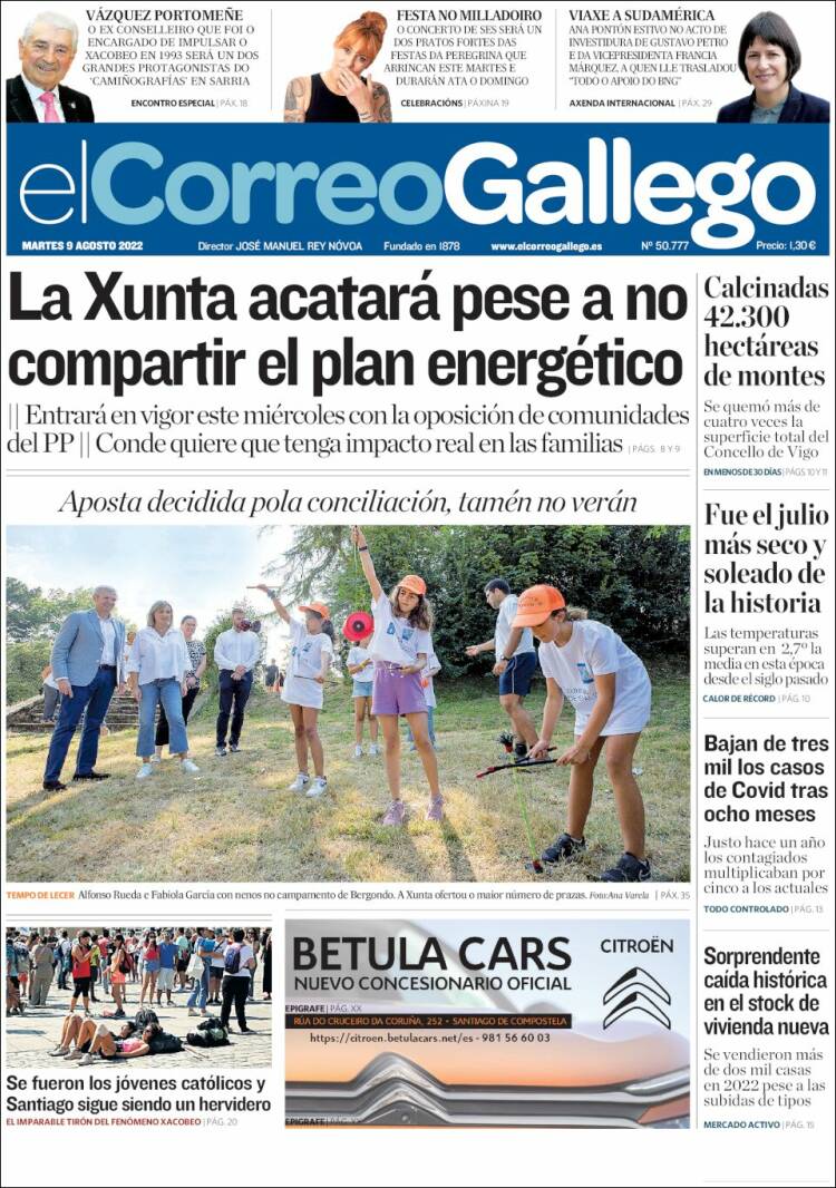Portada de El Correo Gallego (España)