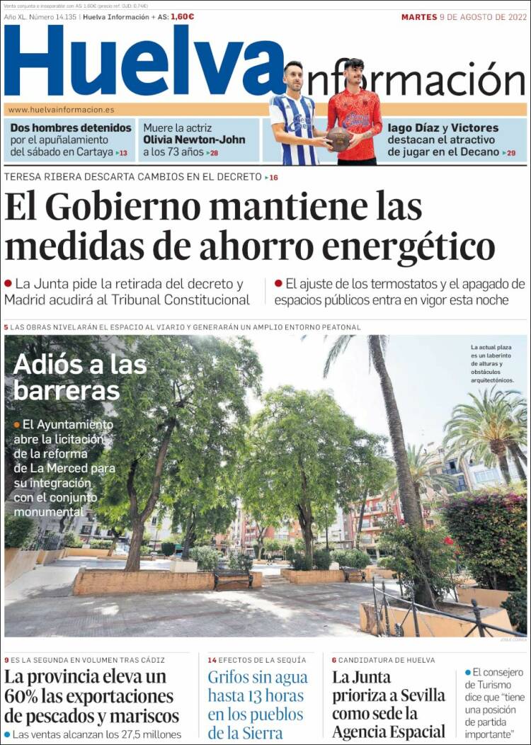 Portada de Huelva Información (España)