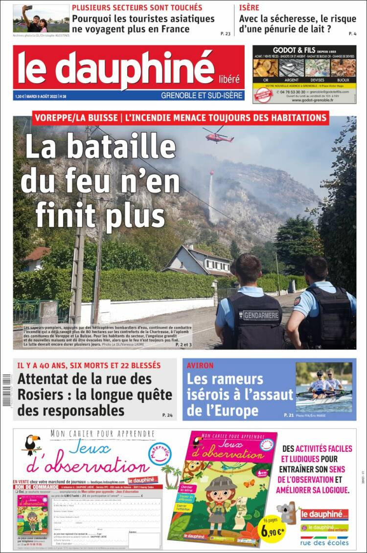 Portada de Le Dauphiné Libéré (Francia)
