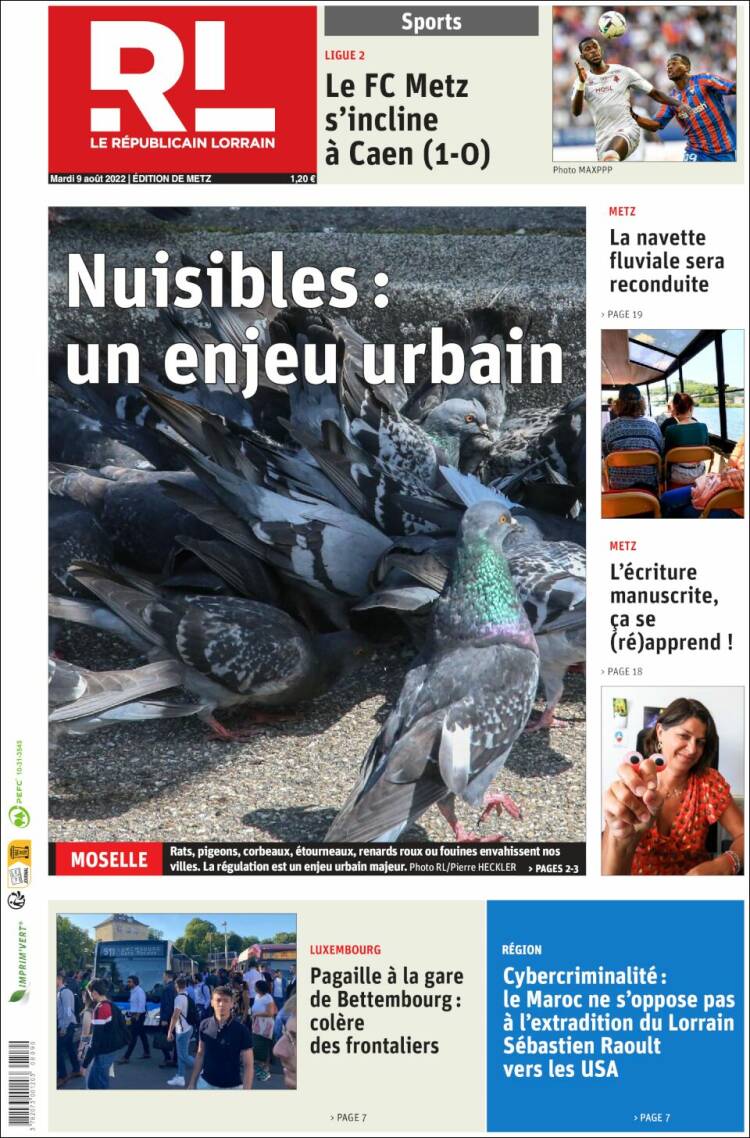 Portada de Le Republicain Lorrain (Francia)