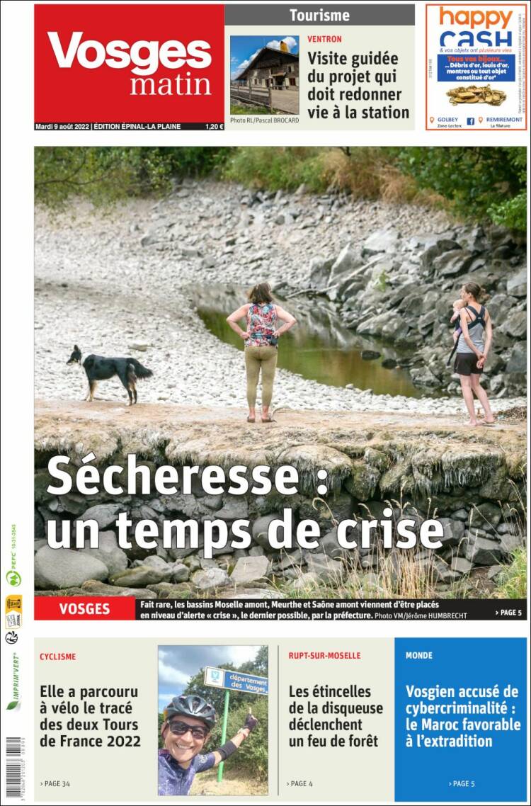 Portada de Vosges Matin (Francia)