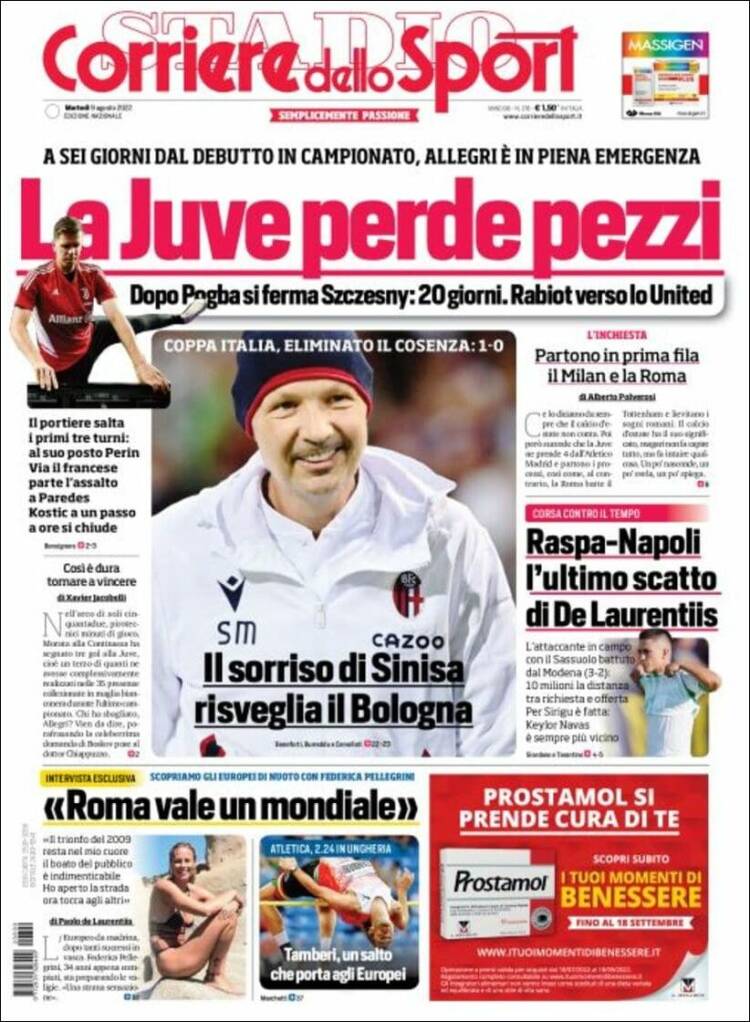 Portada de Corriere dello Sport (Italia)