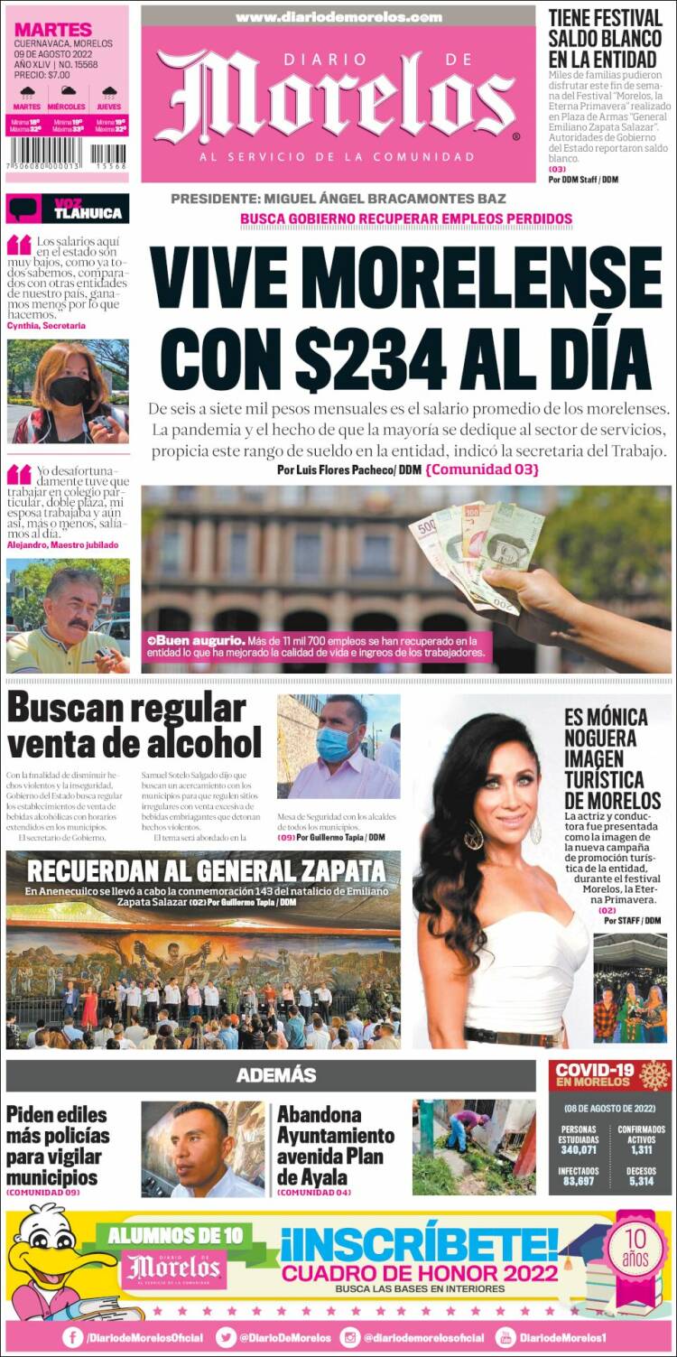 Periódico Diario De Morelos (México). Periódicos De México. Edición De ...