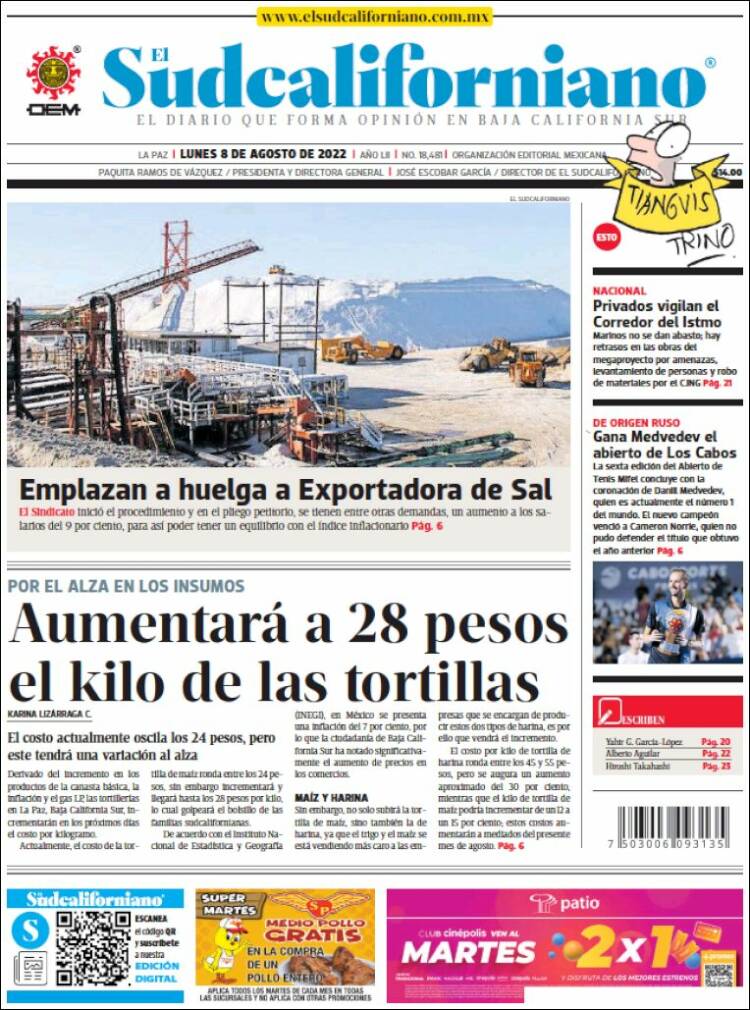 Portada de El Sudcaliforniano (M&eacute;xico)